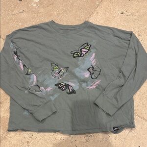 Adidas Gray Long Sleeve Tee with Ribbed Cuffs